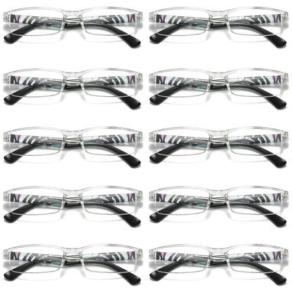 10PK Men Women Rectangle Half Frame Blue Light Blocking Reading Glasses Readers