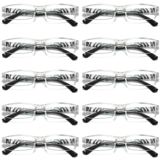 10PK Men Women Rectangle Half Frame Blue Light Blocking Reading Glasses Readers