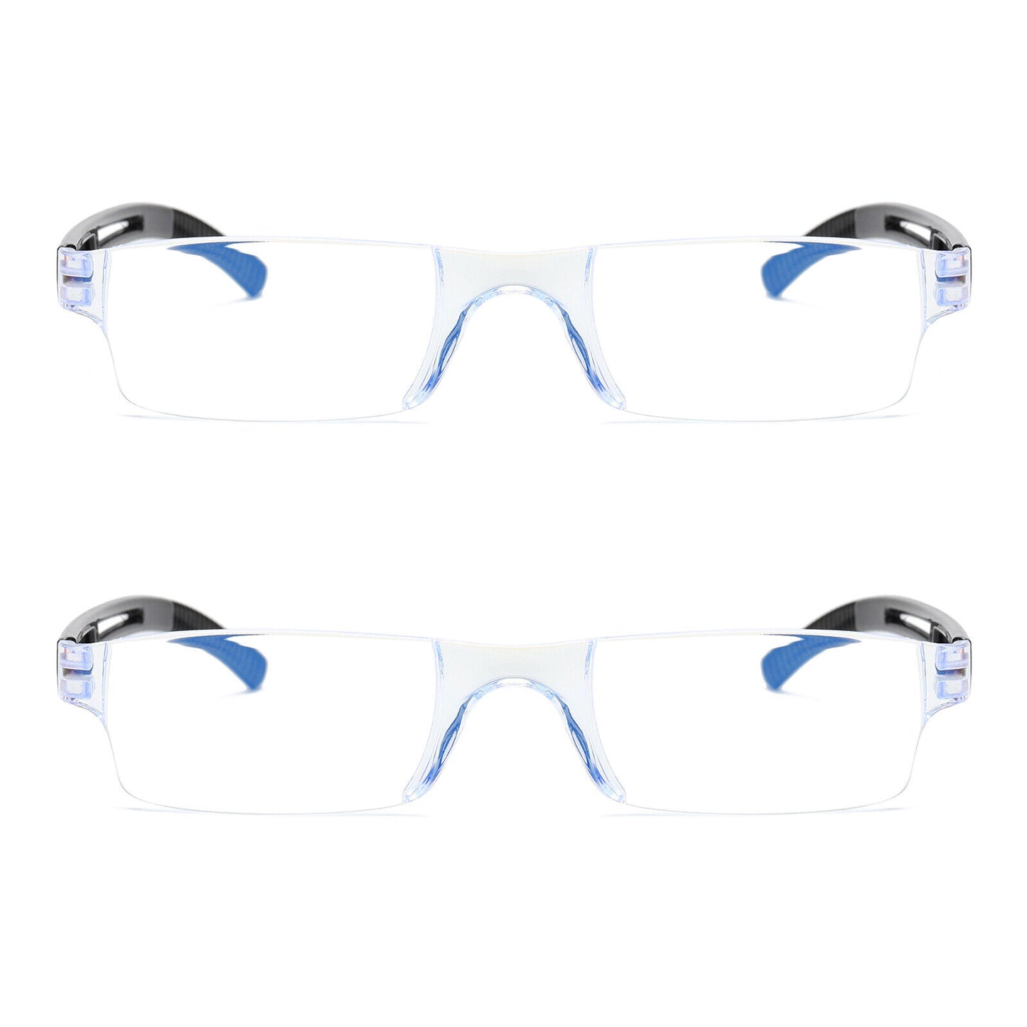 2PK Rimless Unisex Anti Blue Light Reading Glasses Blue Tinted Reader Men Women