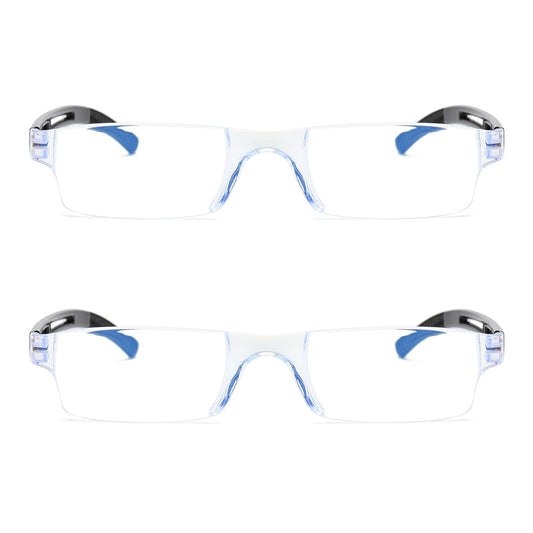 2PK Rimless Unisex Anti Blue Light Reading Glasses Blue Tinted Reader Men Women