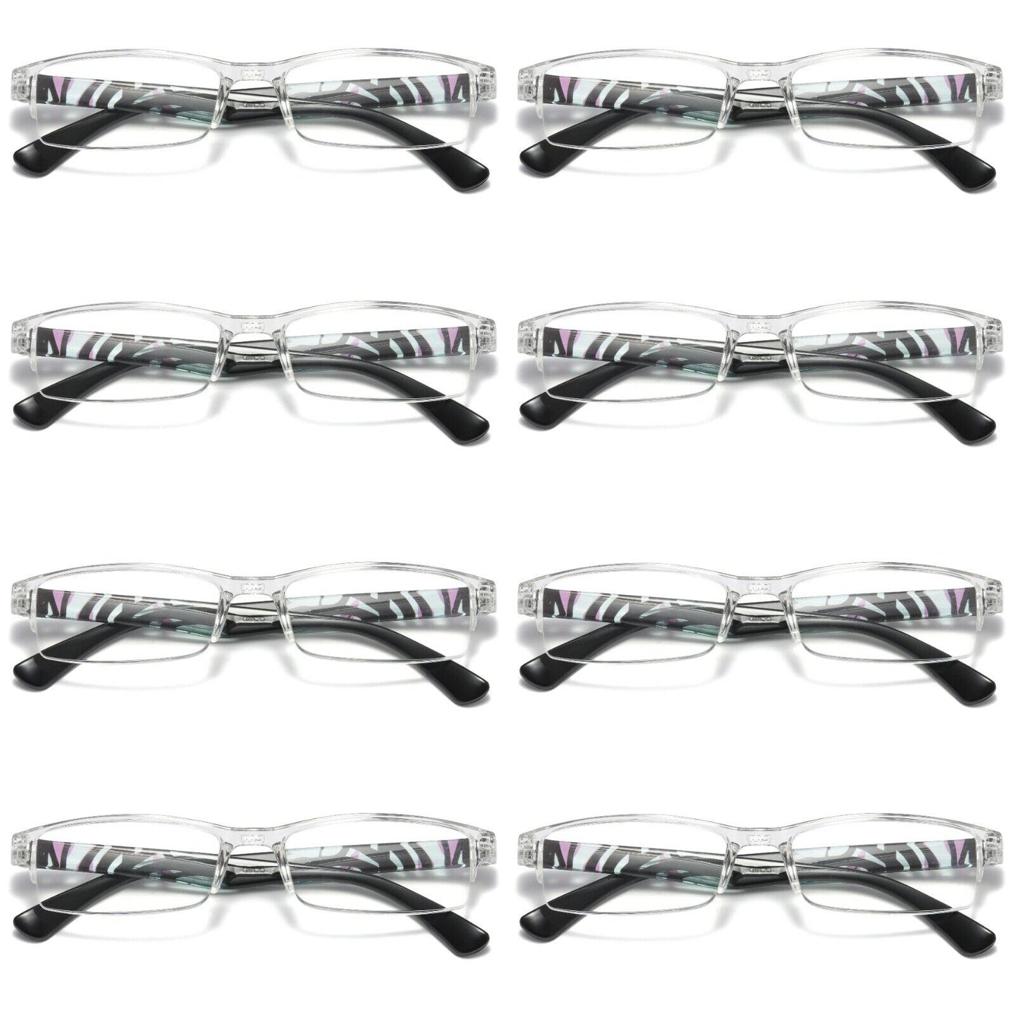 8 PK Men Women Rectangle Half Frame Blue Light Blocking Reading Glasses Readers