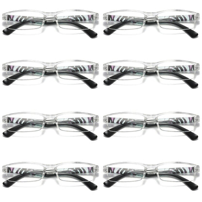 8 PK Men Women Rectangle Half Frame Blue Light Blocking Reading Glasses Readers