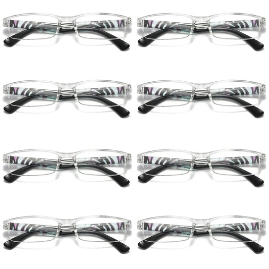 8 PK Men Women Rectangle Half Frame Blue Light Blocking Reading Glasses Readers