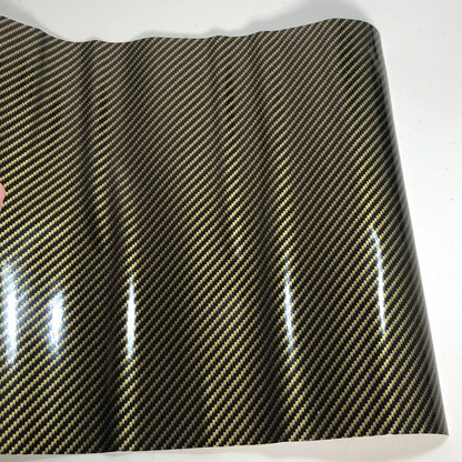 12" x 60" Carbon Fiber Gold Car Vinyl Wrap Auto Sticker Decal Film for Vehicle
