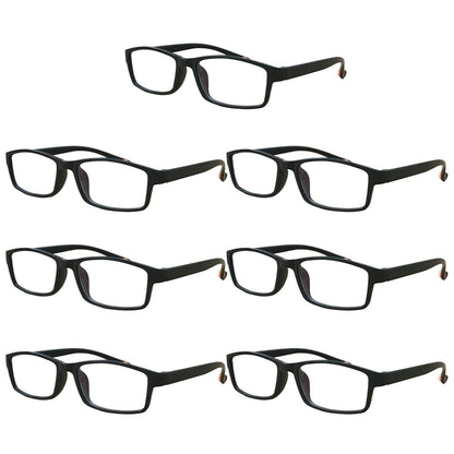 7 Packs Mens Womens Rectangle Frame Reading Glasses Classic Style Black Readers