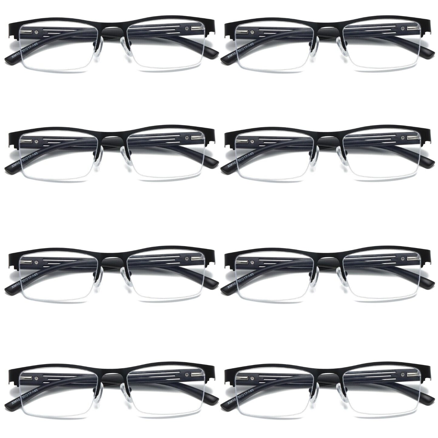 8 PK Mens Spring Hinge Blue Light Blocking Reading Glasses Half Frame Readers