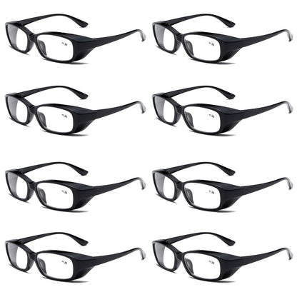 8 PK Clear Lens Mens Black Frame Reading Glasses Heavy Duty Readers for Work