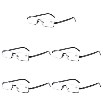 5PK Men Half Metal Frame Reading Glasses Blue Light Readers for Small Head Face