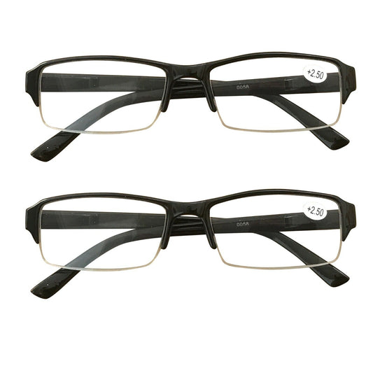 2 Packs Mens Womens Rectangle Frame Reading Glasses Blue Light Blocking Readers