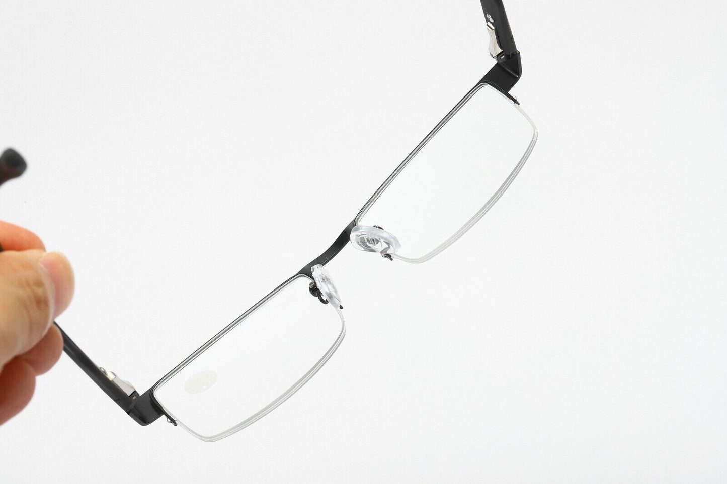 1 Pair Mens Metal Black Frame Rectangular Reading Glasses Spring Hinge Readers