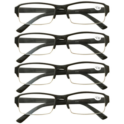 4 Packs Mens Womens Rectangle Frame Reading Glasses Blue Light Blocking Readers