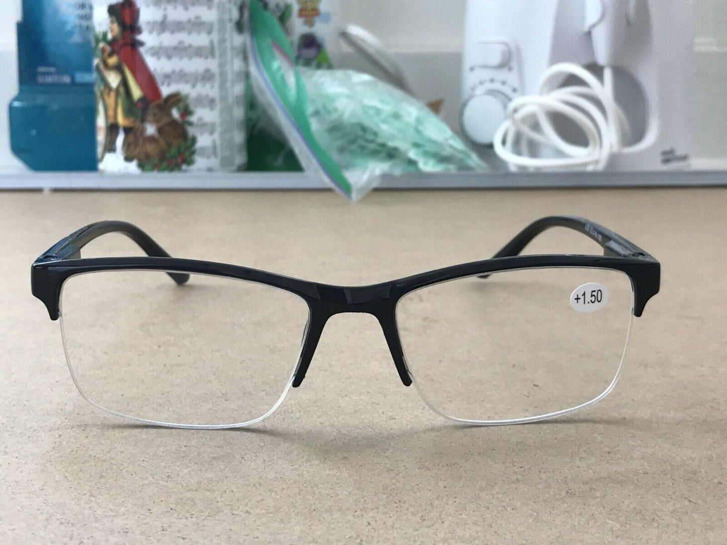 3 Pairs Fashion Square Half Frame Reading Glasses Spring Hinge Readers for Men