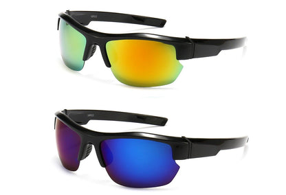 2PK Men Sport Sunglasses Polarized Wrap Around HD Mirror for Cycling Driving