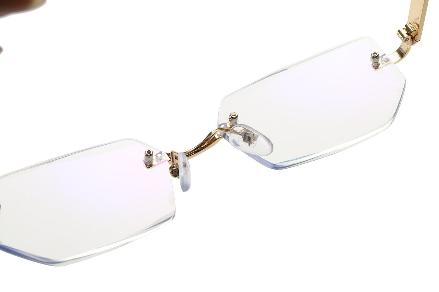 2PK Men's Diamond Shape Rimless Blue Light Blocking Reading Glasses Metal Readers