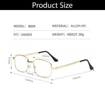 6 Pair Mens Square Metal Frame Golden Reading Glasses Classic Readers Eyeglasses