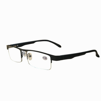 6 Pair Mens Metal Half Frame Rectangle Reading Glasses Spring Hinge Slim Readers