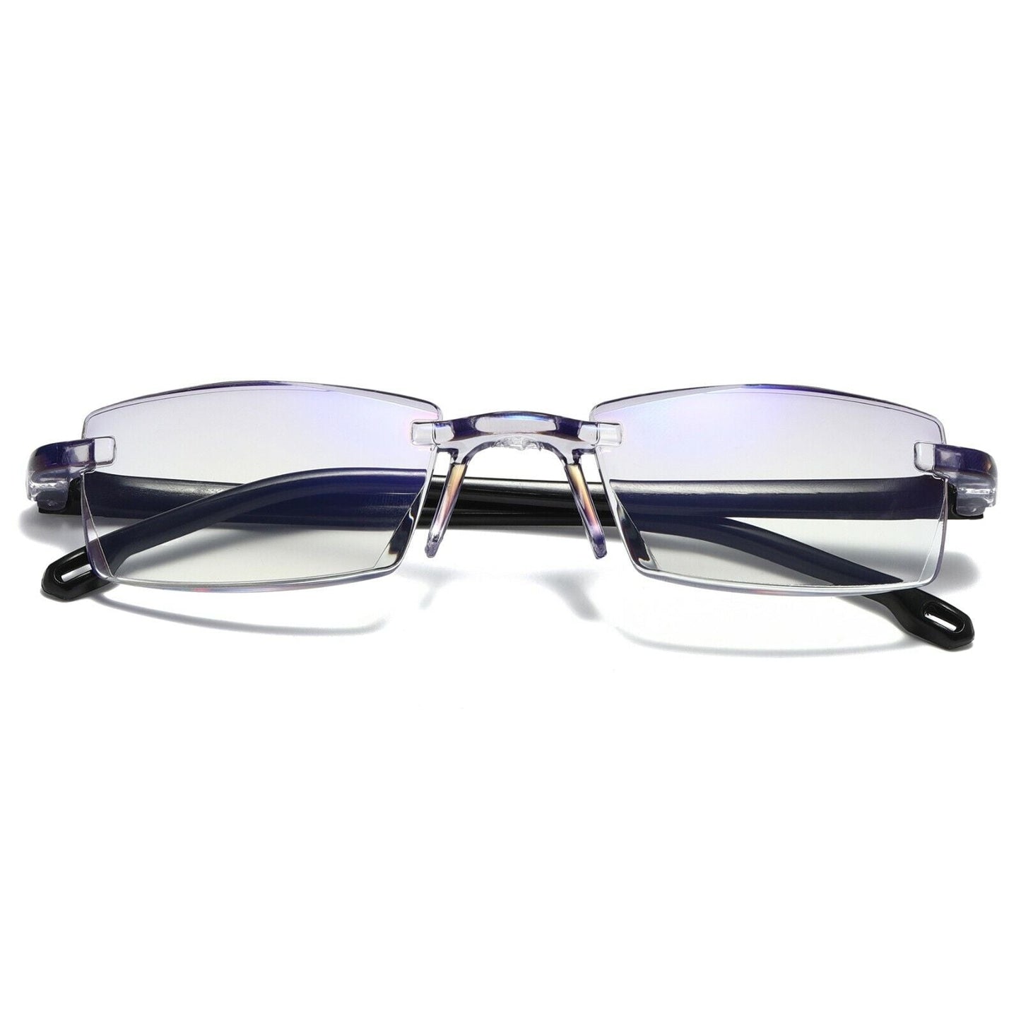 8 PK Mens Rectangular Rimless Blue Light Blocking Reading Glasses Unisex Readers