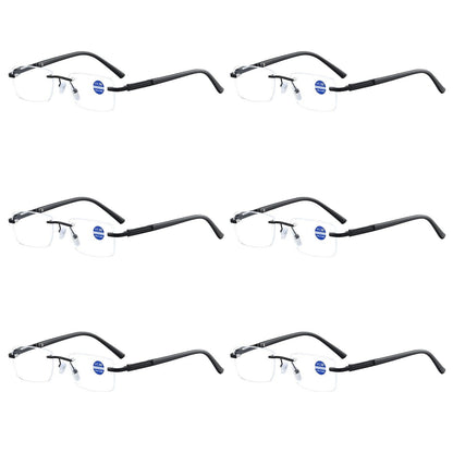 6PK Mens Anti Blue Light Blocking Rimless Reading glasses Spring Hinge Readers