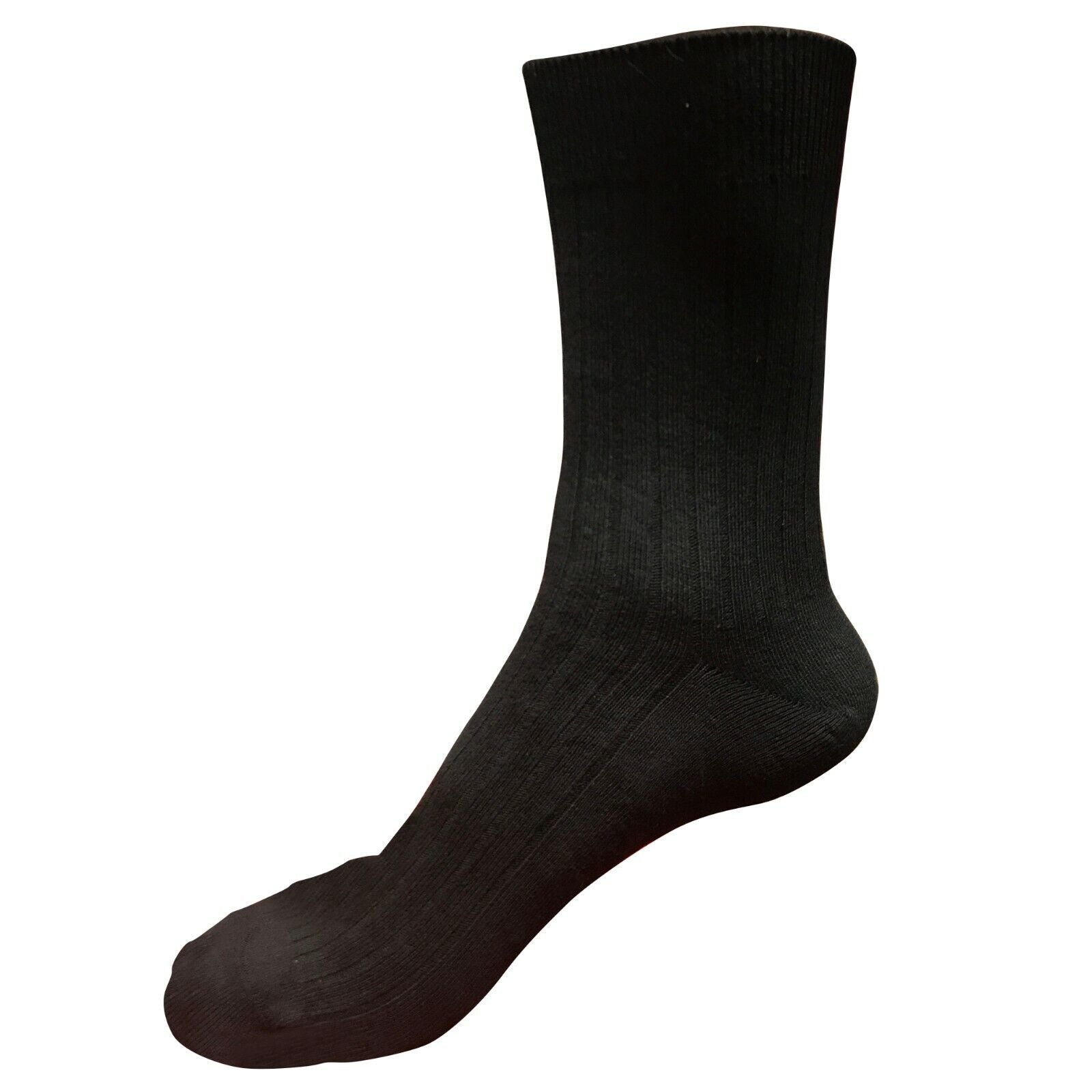 Lot 1-12 98% Cotton Mens Comfortable Casual Crew Dress Socks Mid Calf Size 9-11 Black / 2 pairs