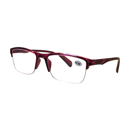 6 Pair Womens Half Frame Square Classic Reading Glasses Red Spring Hinge Readers