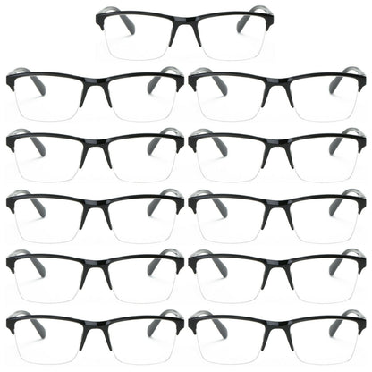 11 Packs Men Women Unisex Square Half Frame Reading Glasses Spring Hinge Readers