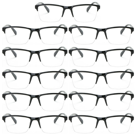 11 Packs Men Women Unisex Square Half Frame Reading Glasses Spring Hinge Readers