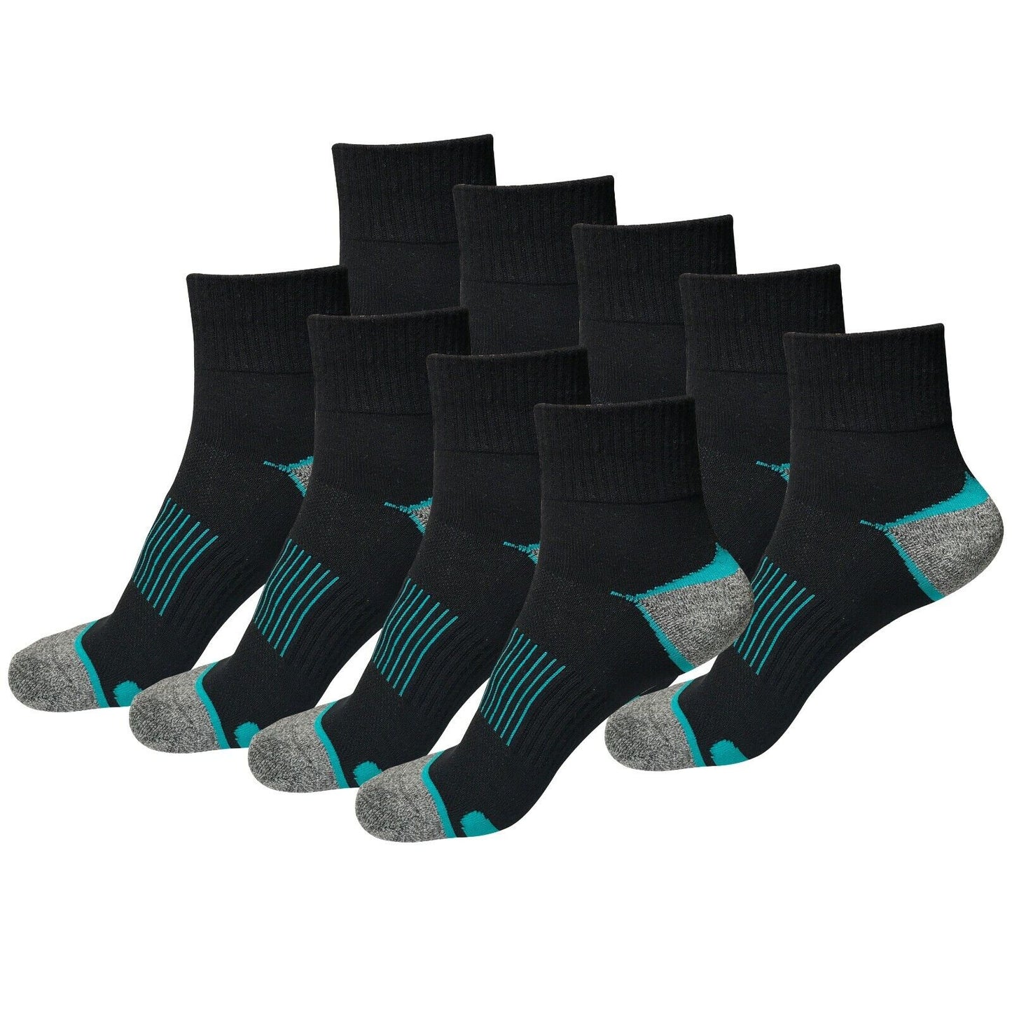 9 Pair Mens Mid Cut Ankle Quarter Athletic Casual Sport Cotton Socks Size 6-12