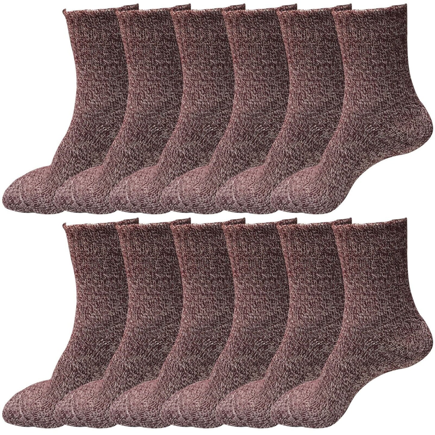 Lot 1 - 12 Womens Soft Winter Wool Thick Knit Thermal Warm Crew Cozy Boot Socks