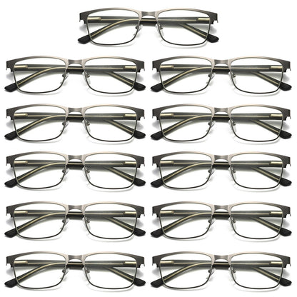 11 PK Mens Metal Frame Spring Hinge Blue Light Blocking Reading Glasses Readers