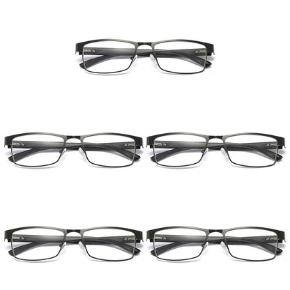 5 PK Mens Rectangular Blue Light Blocking Reading Glasses Spring Hinge Readers