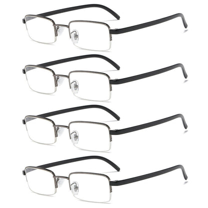 4 PK Mens Half Frame Reading Glasses Black Readers 1.00 1.50 2.00 2.50 3.00 4.00