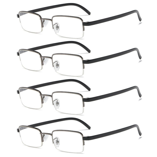 4 PK Mens Half Frame Reading Glasses Black Readers 1.00 1.50 2.00 2.50 3.00 4.00