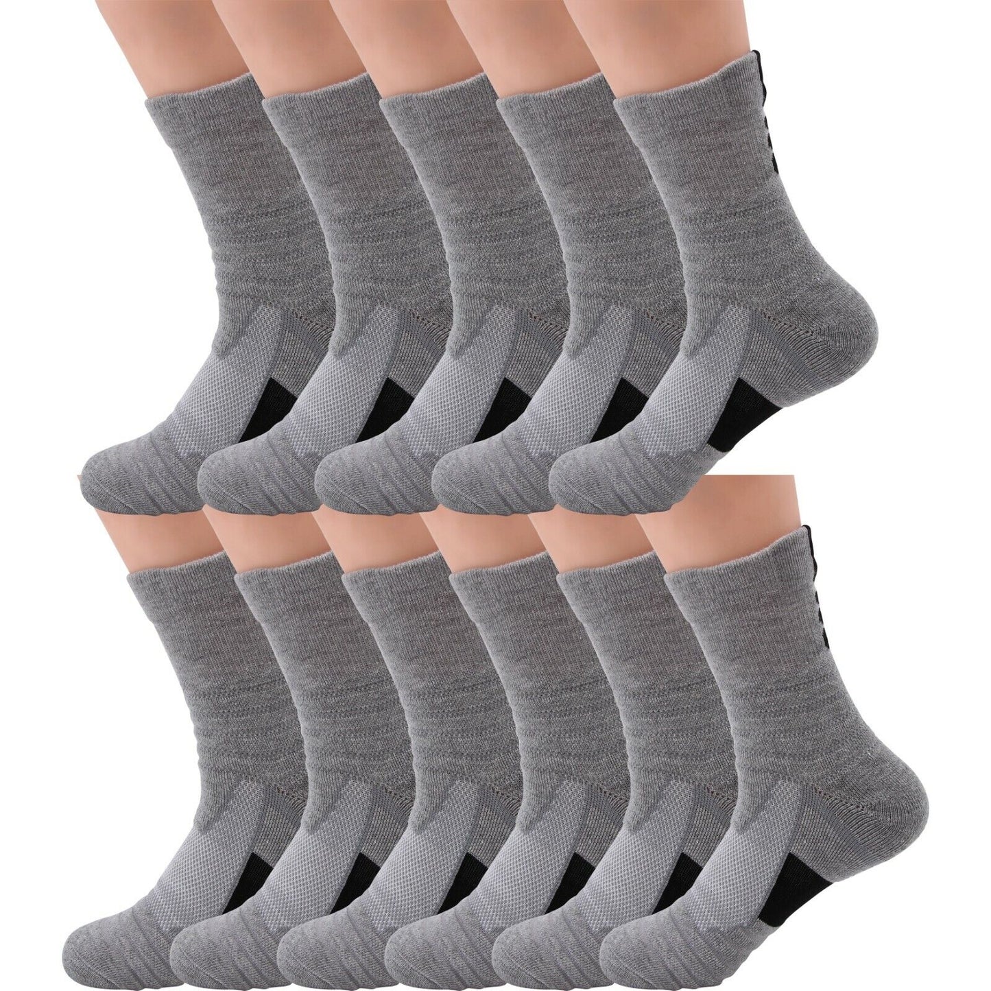 11 pairs Mens Cotton Athletic Sport Casual Long Work Crew Socks Size 9-11 6-12