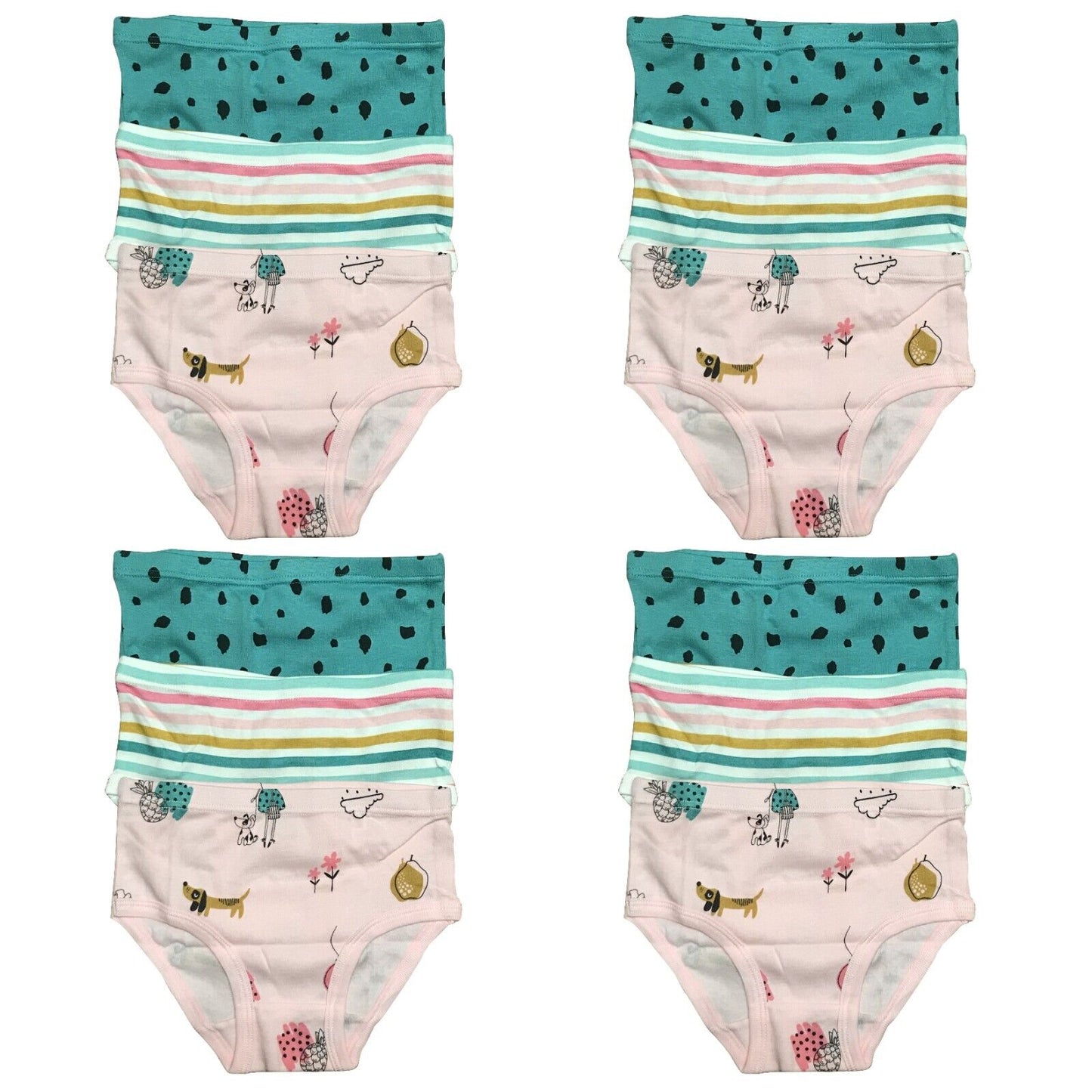 12 PK Toddler Little Girls Cotton Underwear Briefs Kids Panties Mermaid Pattern