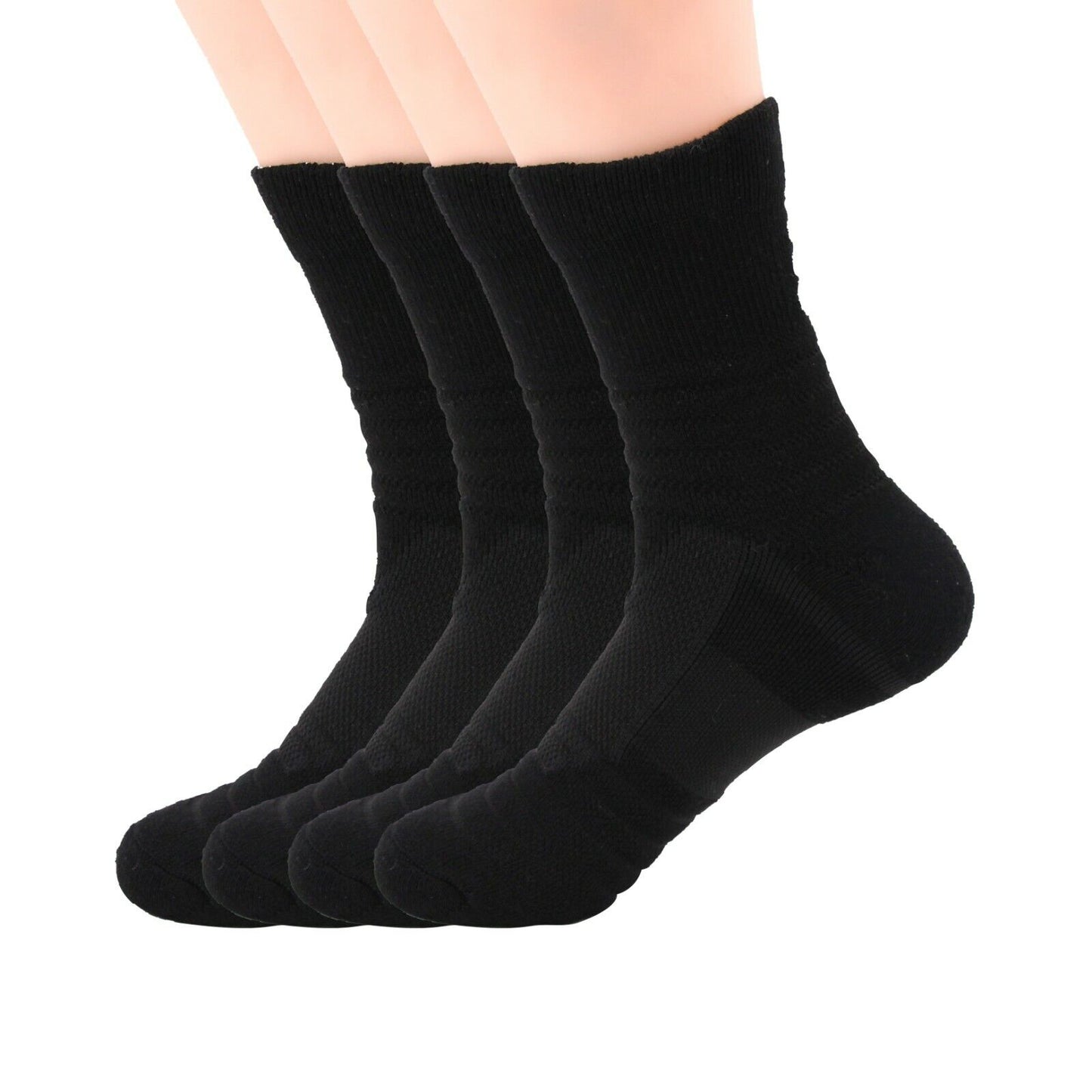 Lot 1-12 Mens Cotton Athletic Sport Casual Work Crew Socks Black Size 9-11 6-12