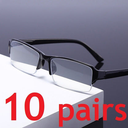 10 Packs Mens Unisex Rectangular Half Frame Reading Glasses Spring Hinge Readers