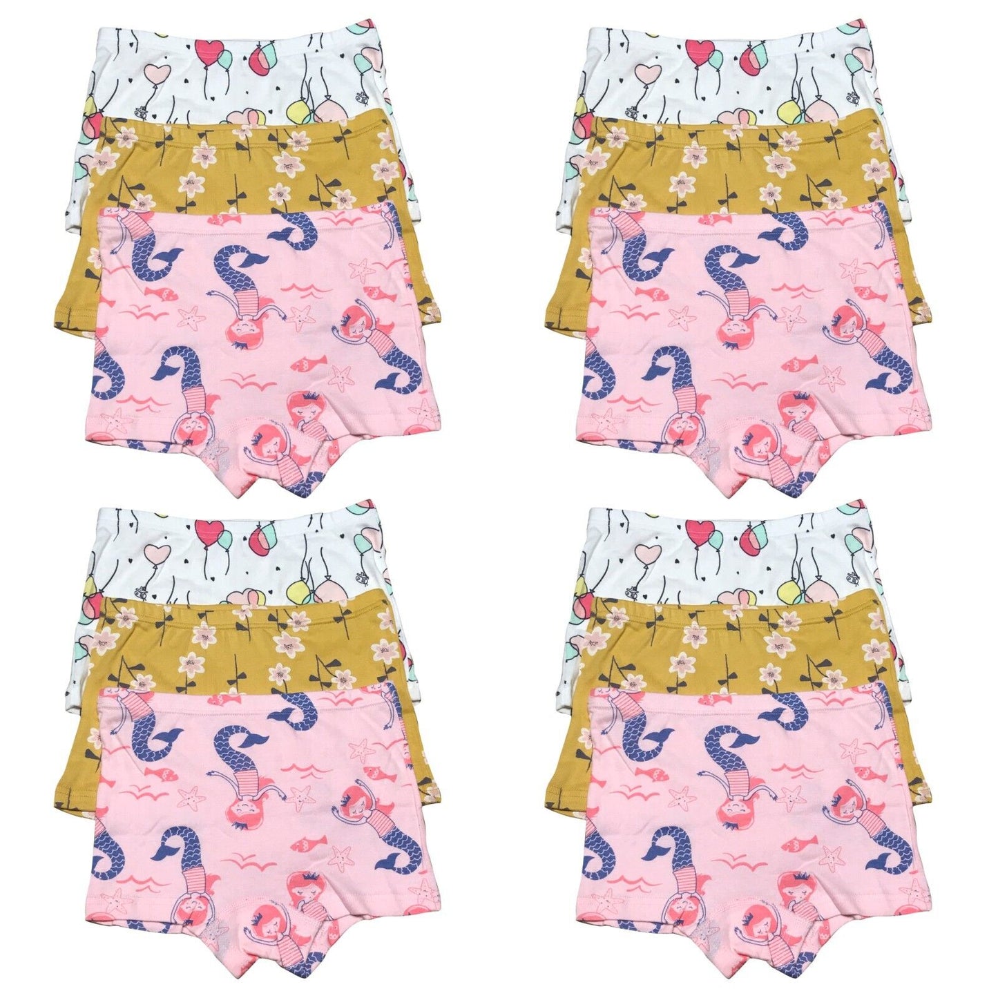 12 PK Toddler Little Girls Cotton Underwear Boxer Briefs Kids Panties Size 2T-7T