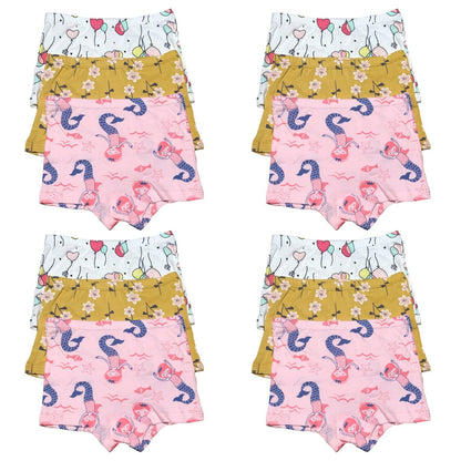 12 PK Toddler Little Girls Cotton Underwear Boxer Briefs Kids Panties Size 2T-7T