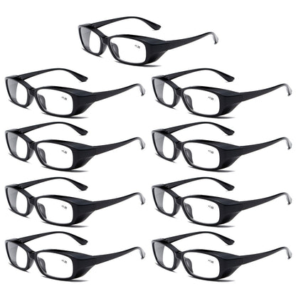 9 PK Clear Lens Mens Black Frame Reading Glasses Heavy Duty Readers for Work