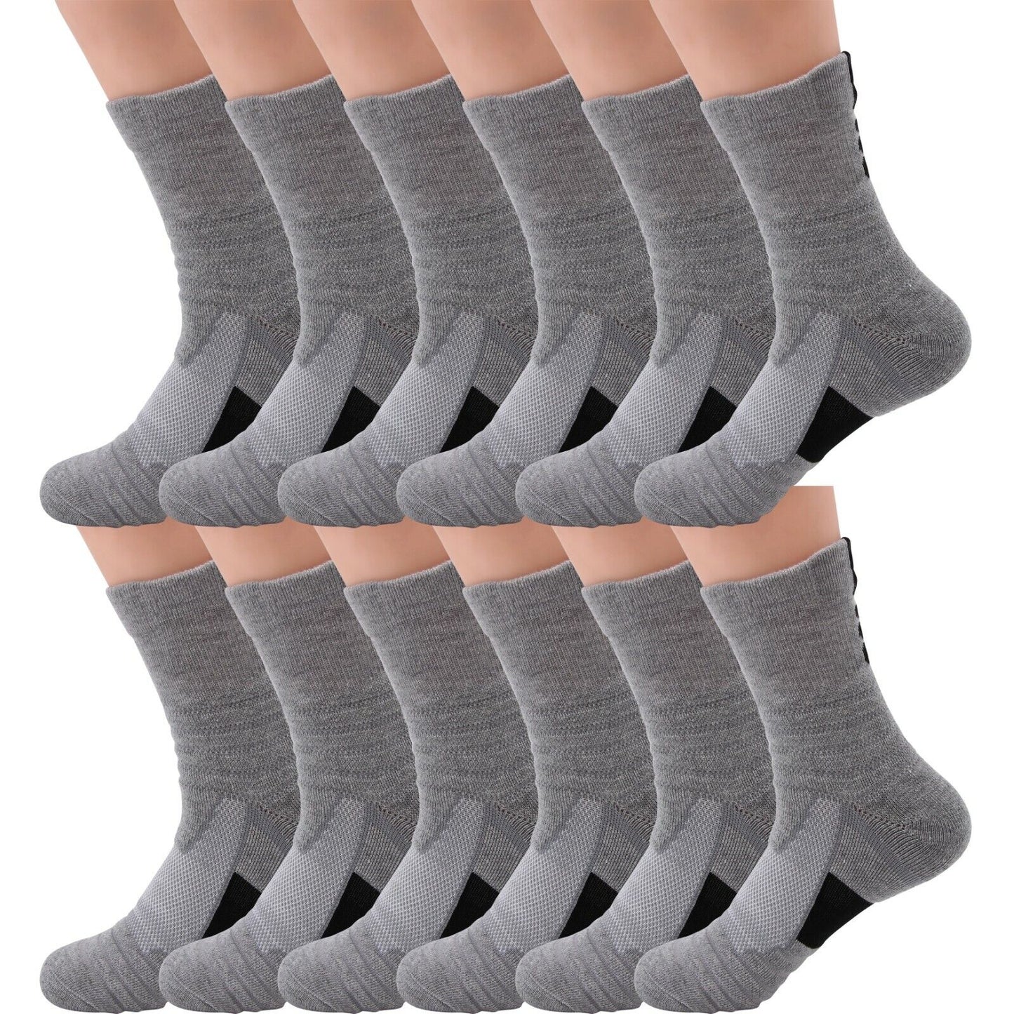 12 pairs Mens Cotton Athletic Sport Casual Long Work Crew Socks Size 9-11 6-12