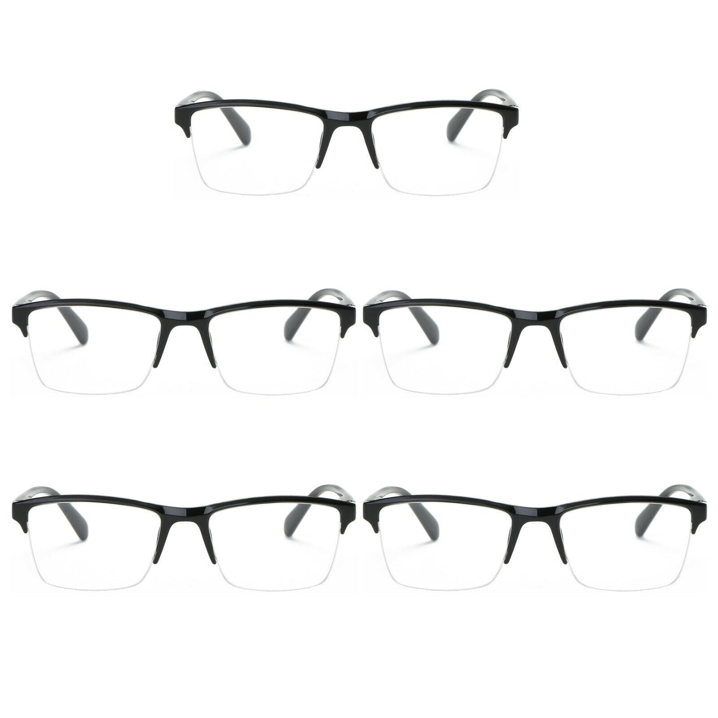 5 Packs Men Women Unisex Square Half Frame Reading Glasses Spring Hinge Readers