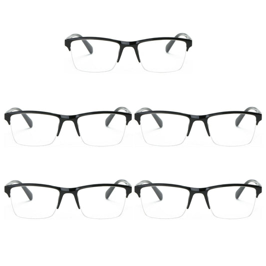 5 Packs Men Women Unisex Square Half Frame Reading Glasses Spring Hinge Readers