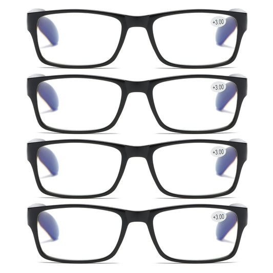 4 PK Unisex Anti Blue Light Reading Glasses Spring Hinge Readers for Men Women