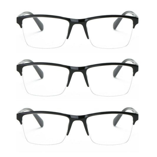 3 Packs Men Women Unisex Square Half Frame Reading Glasses Spring Hinge Readers