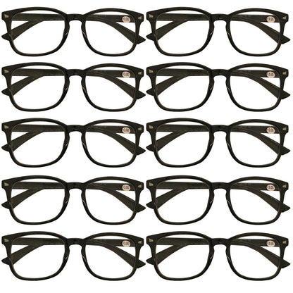 11Pack Mens Womens Oval Round Frame Reading Glasses Blue Light Blocking Readers