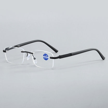 2 Pair Mens Rectangular Blue Light Blocking Reading Glasses Spring Hinge Readers