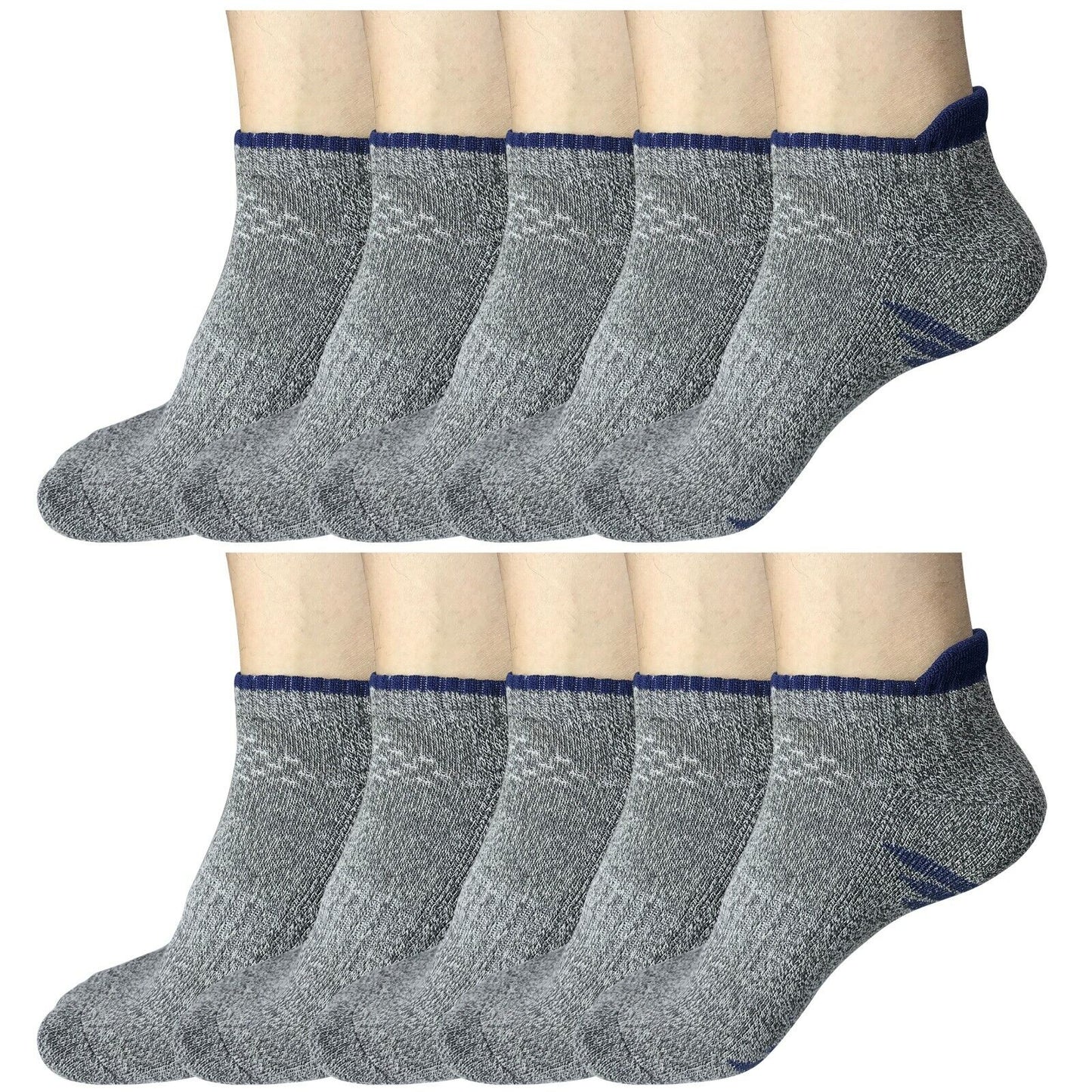 10Pair Mens Low Cut Ankle Breathable Cotton Cushion Athletic Running Sport Socks