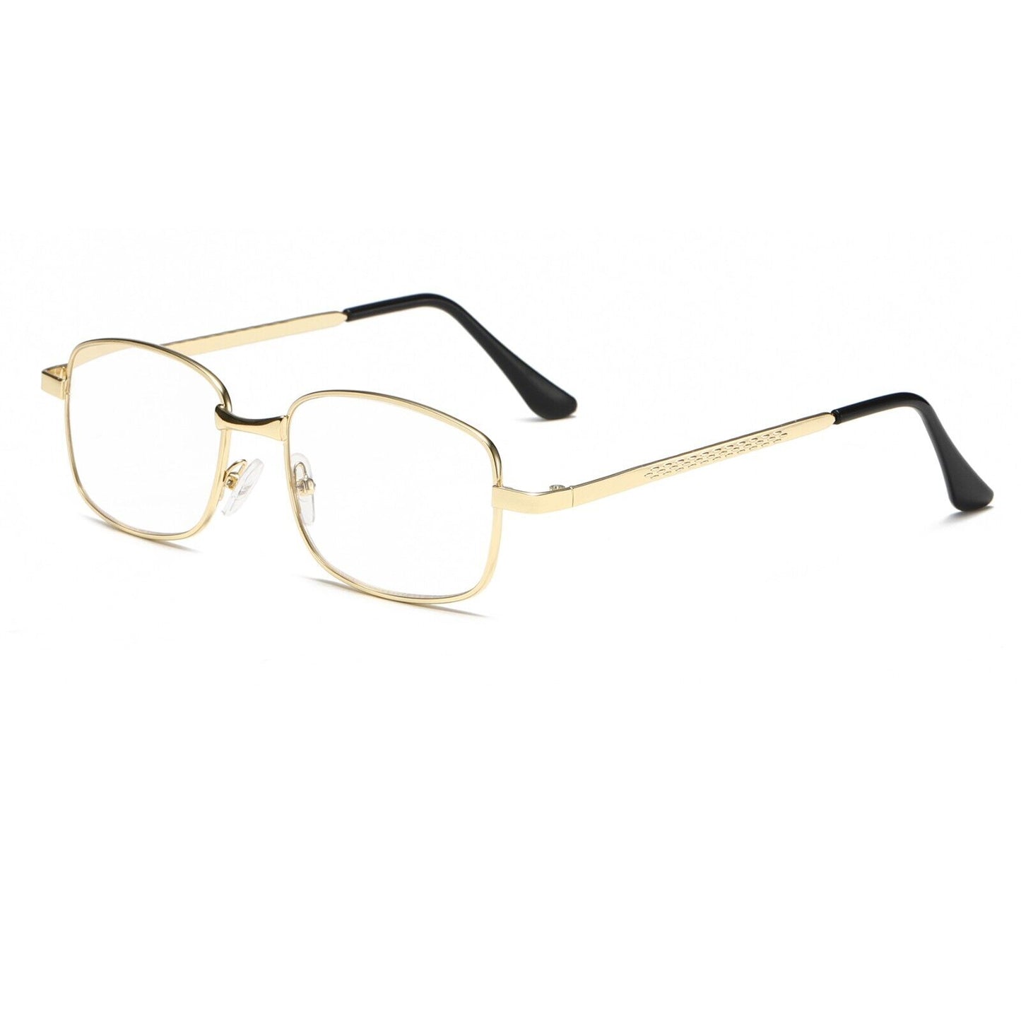 3 Pair Mens Square Metal Frame Golden Reading Glasses Classic Readers Eyeglasses