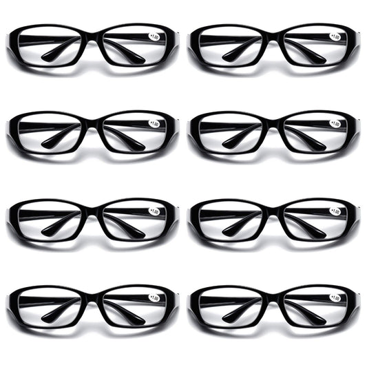 8 PK Full Lens Men Womens Black Reading Glasses Clear Readers with Side Shields