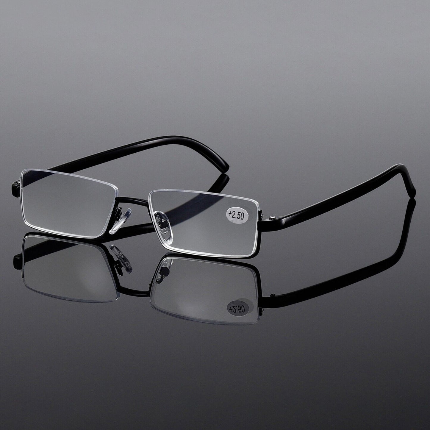 2PK Men Half Metal Frame Reading Glasses Blue Light Readers for Small Head Face